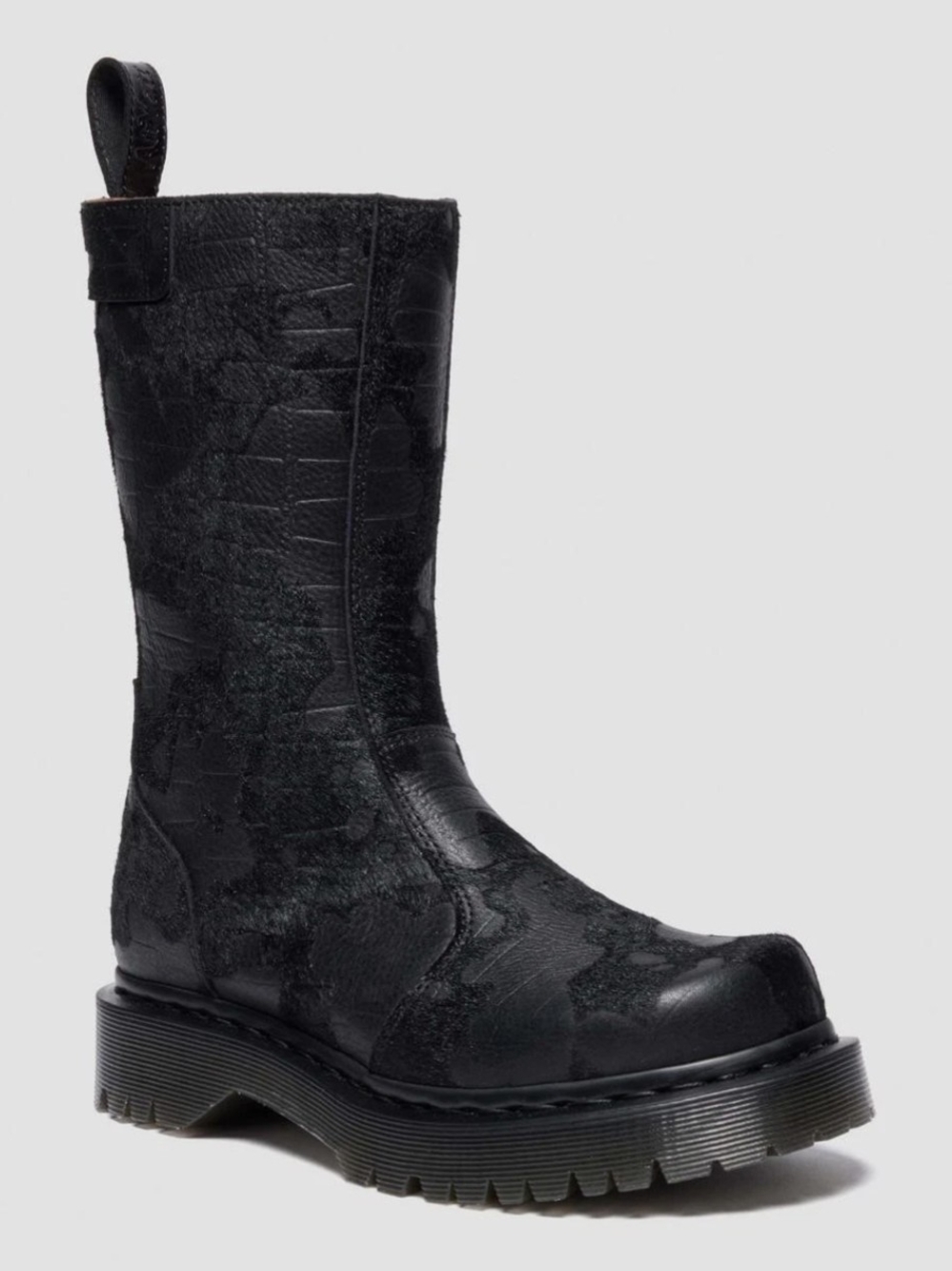 Dr. Martens Rejena Hair On Croc Emboss Leather Limited Edition Boots Black 6 - Picture 4 of 8